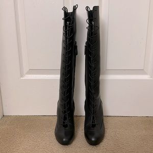 Brand new Alexander McQueen knee high boots in black. Size 38 or 8 US